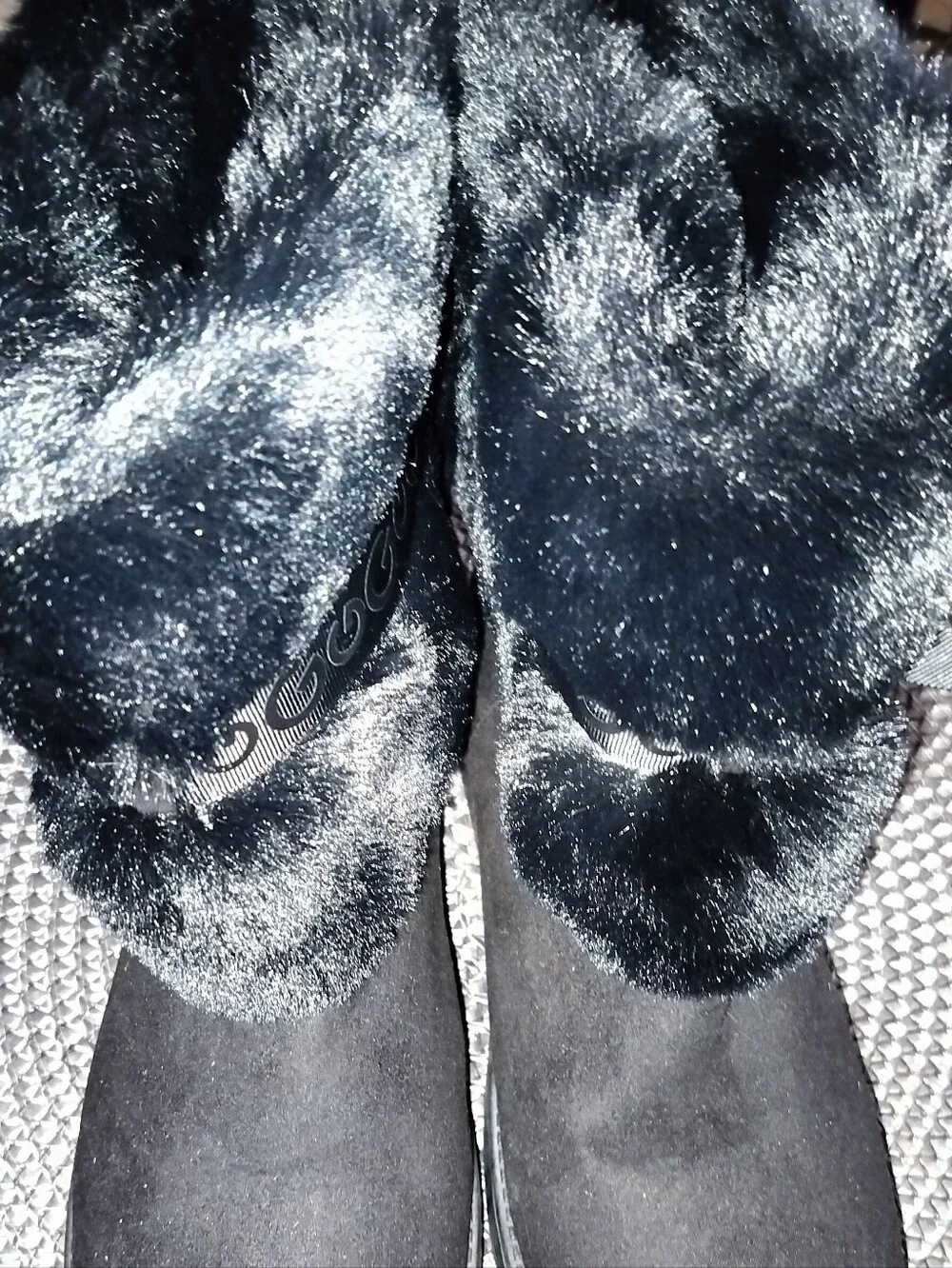 Women's Black Casual Slip-On Winter Boots